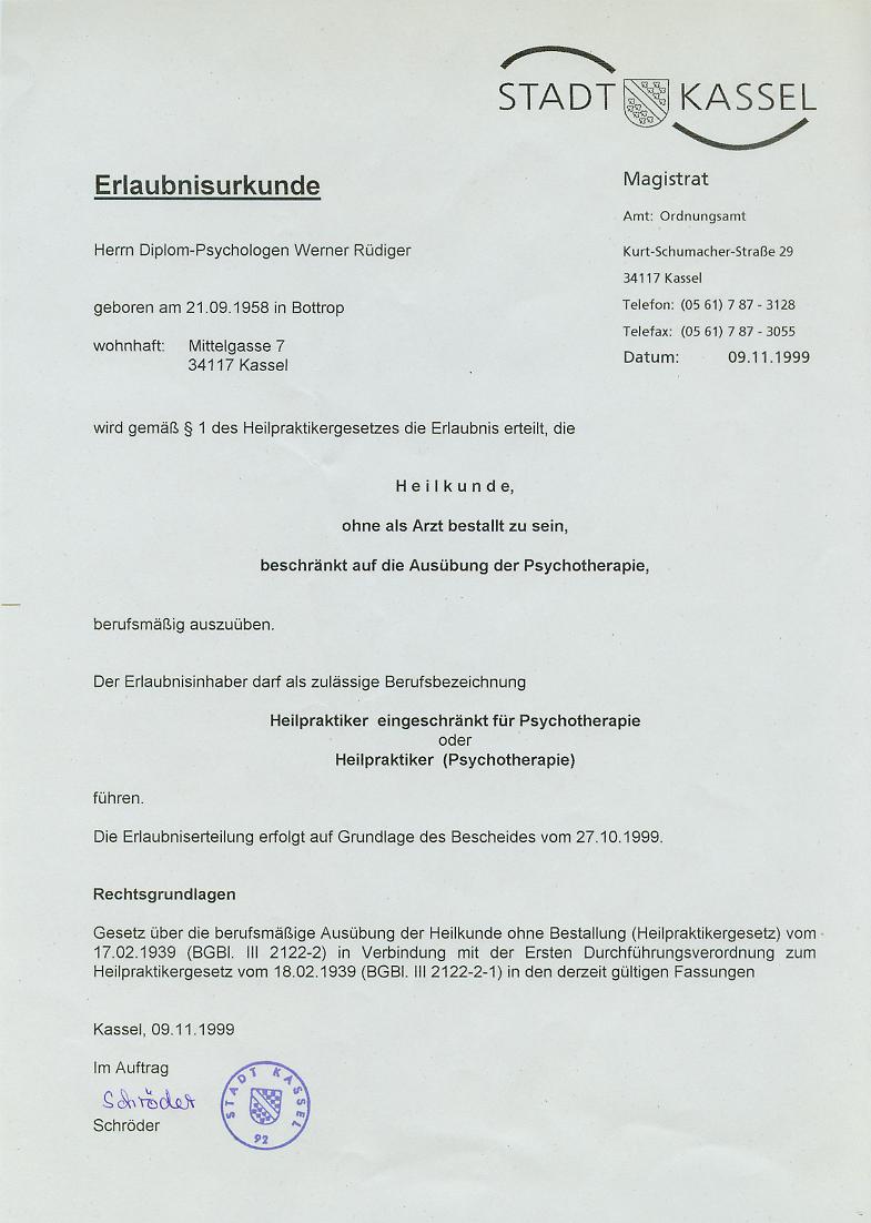 Erlaubnisurkunde
